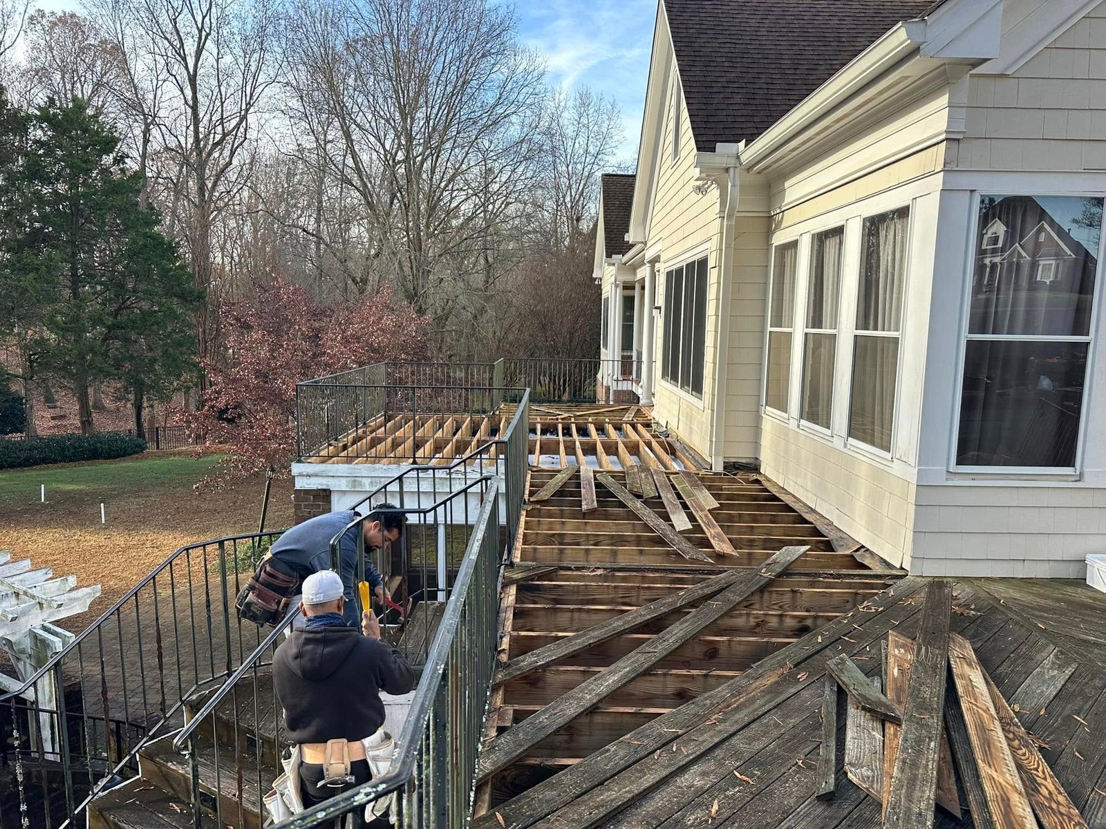 New deck framing under construction