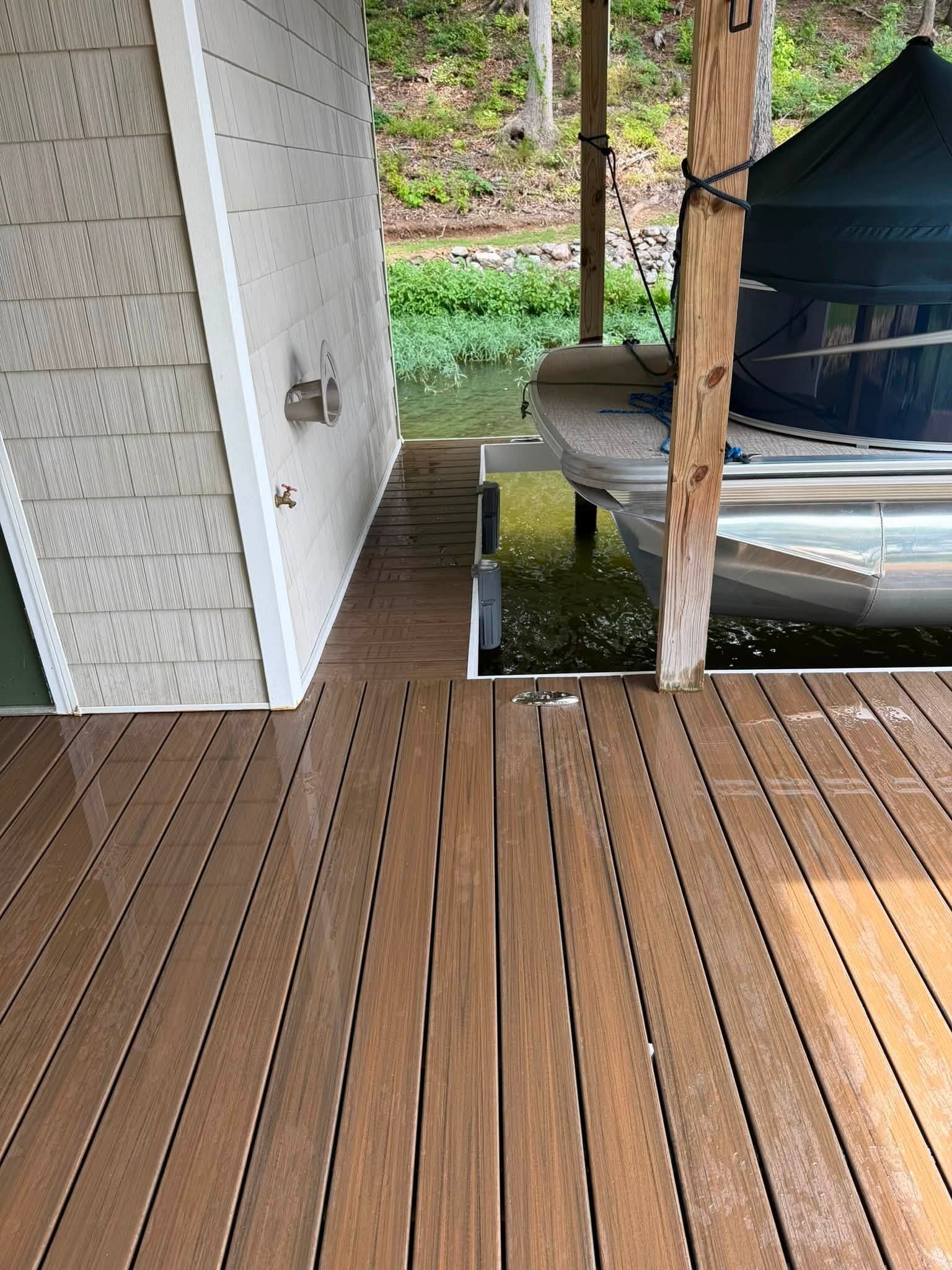 Covered dock with open lake view, Lake Gaston